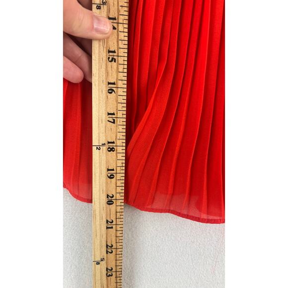 5/48 Release Pleat Red Mini Skirt Women’s SZ Med GUC Side Zip/Buttons Lined - Picture 9 of 11